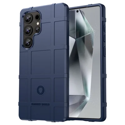 Voor Samsung Galaxy S25 Ultra Hoesje Rasterdesign Zachte TPU Krasvaste Telefoonhoes - Blauw