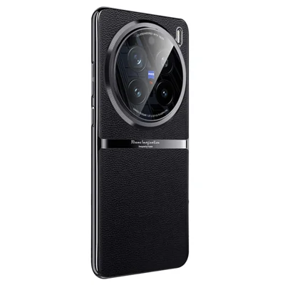 For vivo X200 Pro 5G Case PU Leather + Acrylic + PC Shockproof Phone Cover - Black