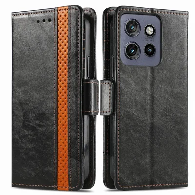 For Motorola Edge 60 Neo 5G / Edge 50 Neo 5G / Moto S50 5G / Thinkphone 25 5G Phone Cases CASENEO PU Leather Cover Stand with RFID Blocking Wallet - Black