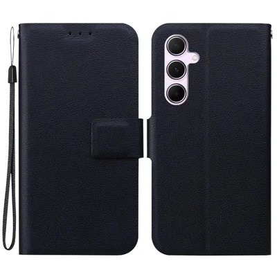 For Samsung Galaxy A55 5G Case Ultra-Thin PU Leather + TPU Phone Cover with Card Slot - Black