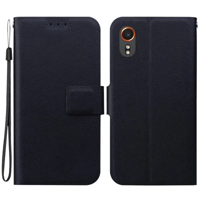 Voor Samsung Galaxy Xcover7 Hoesje Ultradun PU Leren + TPU Telefoonhoesje met Kaartvak - Zwart