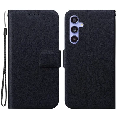 For Samsung Galaxy S23 FE Case Ultra-Thin PU Leather + TPU Phone Cover with Card Slot - Black