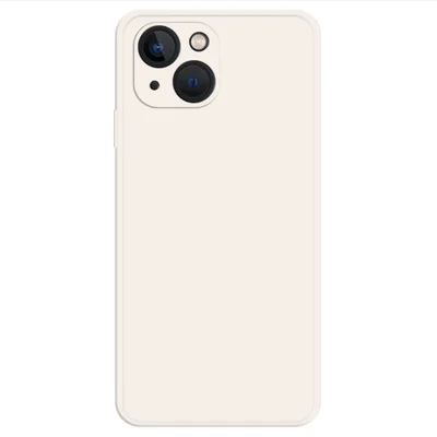 For iPhone 13 6.1 inch Straight Edge Rubberized TPU Protective Case Microfiber Lining Solid Color Smartphone Drop-Proof Cover - Beige