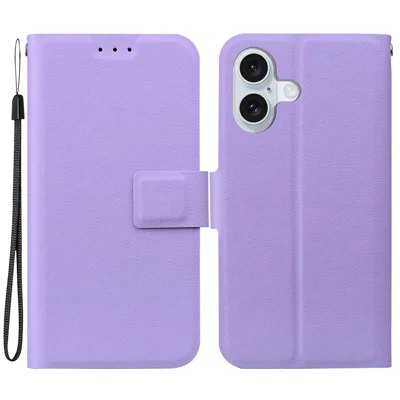 Voor iPhone 16 Plus hoesje Ultradun PU leer + TPU telefoonhoesje met kaartvak - Paars