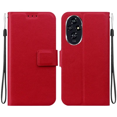 For Honor 200 5G Case Ultra-Thin PU Leather + TPU Phone Cover with Card Slot - Red