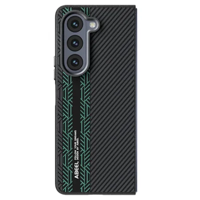 ABEEL For Samsung Galaxy Z Fold5 5G Magnetic Case PC + Aluminum Alloy + PU Leather Slim Phone Back Cover - Texture 2