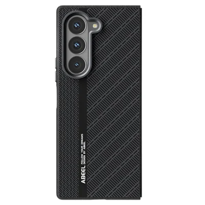 ABEEL For Samsung Galaxy Z Fold6 5G Magnetic Case PC + Aluminum Alloy + PU Leather Slim Phone Back Cover - Texture 1
