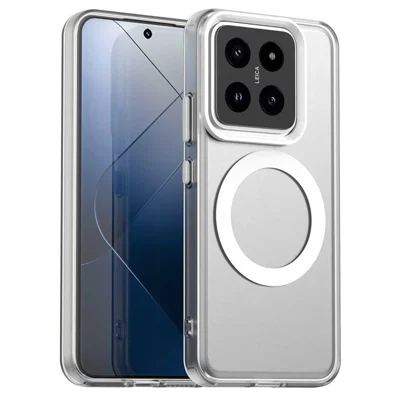 For Xiaomi 14 Pro Magnetic Case PC+TPU+PET Anti-Drop Phone Cover - White