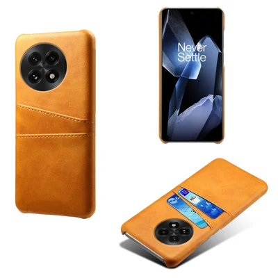 För OnePlus 13 Skal Dubbla Kortfack PU-läder + Hård PC Telefonhölse - Orange
