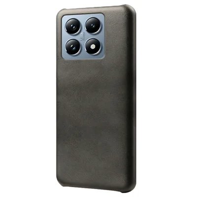 For Xiaomi 14T Pro Case Calf Texture PU Leather Hard PC Protective Phone Cover - Black