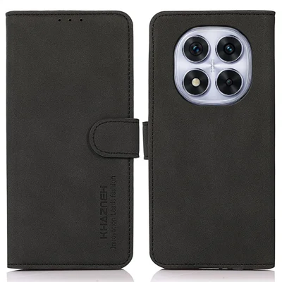 KHAZNEH For Xiaomi Redmi Note 14 Pro 4G Stand Case PU Leather Wallet Phone Cover - Black