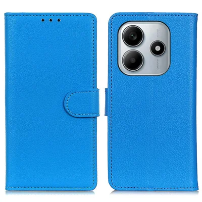 Portemonnee hoesje voor Xiaomi Redmi Note 14 4G (163,25 mm) PU-lederen telefoonhoesje met lycheestructuur - Blauw