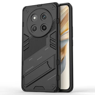 For Honor Magic7 Lite 5G / X9c 5G / X60 Pro 5G Case PC+TPU Shockproof Phone Cover with Kickstand - Black