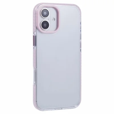 For iPhone 16 Plus Clear Case TPU+PC Shockproof Phone Back Cover - Pink