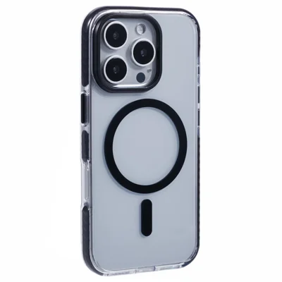 Clear case til iPhone 16 Pro, kompatibel med MagSafe, bagdæksel i TPU+PC – Sort
