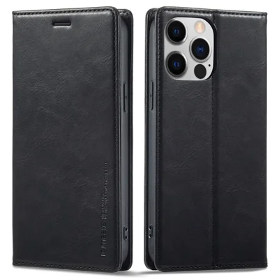 LC.IMEEKE Phone Case for iPhone 13 Pro Max 6.7 inch RFID Blocking Magnetic Closure Cell Phone Cover Flip Wallet Stand Protective Shell - Black