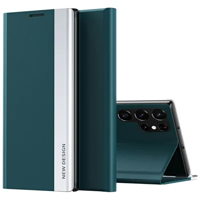 For Samsung Galaxy S25 Ultra Case Anti-Drop Leather Phone Cover with Stand - Green