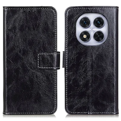 For Xiaomi Redmi Note 14 Pro+ 5G / Note 14 Pro 5G / Poco X7 5G Leather Case Wallet Phone Cover Crazy Horse Texture - Black