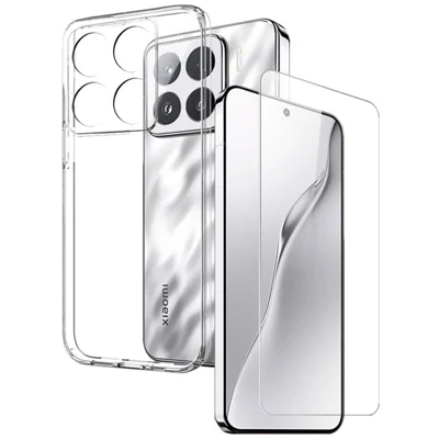 NORTHJO voor Xiaomi 15 TPU-telefoonhoes + gehard glasfolie (ondersteunt vingerafdrukontgrendeling) - transparant