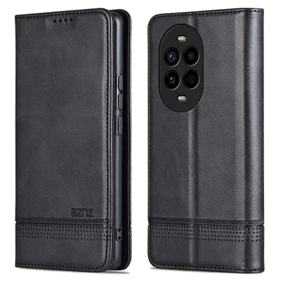 AZNS For Huawei nova 13 Pro 5G Case Cowhide Texture PU Leather Wallet Phone Cover - Black