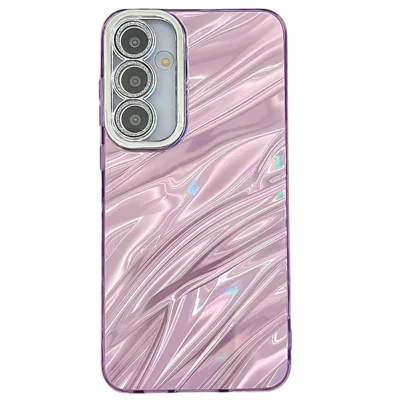 For Samsung Galaxy S25+ Case IMD Design Shockproof PC+TPU Phone Cover with Glass Lens Film - Ripple Pattern / Purple