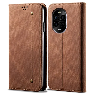 For Huawei nova 13 Pro 5G Case Jeansklædt struktur Anti-skrab Læder Ståtelefondæksel - Kaffe