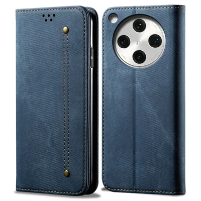 For Oppo Find X8 5G Case Jeans Cloth Texture Anti-Scratch Leather Stand Phone Cover - Blue
