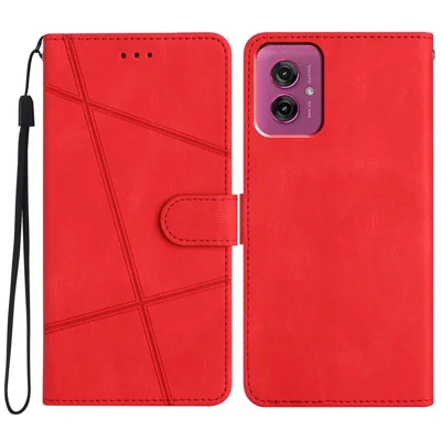 For Motorola Moto G55 5G Case Crazy Horse Texture PU Leather Wallet Stand Phone Cover - Red