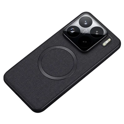 Obudowa na Xiaomi 15 Pro, odporna na upadki, tył z TPU i tkaniny, kompatybilna z MagSafe – Czarny