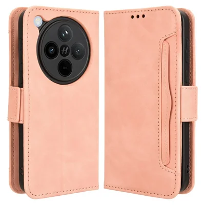Läderlugg för Oppo Find X8 5G med plånbok och flera kortfack - Rosa