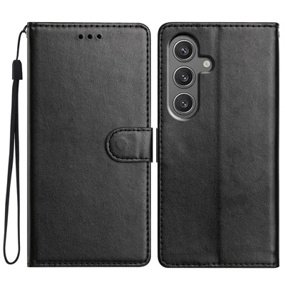 For Samsung Galaxy A36 5G Leather Case Wallet Stand Phone Cover with Handy Strap - Black