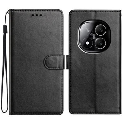 For Xiaomi Redmi Note 14 Pro 5G / Poco X7 5G Leather Case Wallet Stand Phone Cover with Handy Strap - Black
