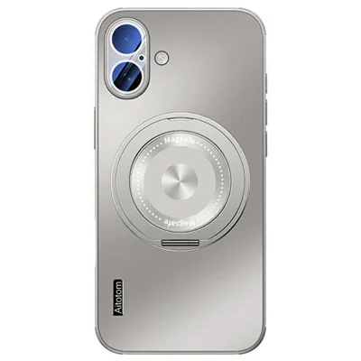 For iPhone 16 Case Compatible with MagSafe Kickstand TPU+PC Heat Dissipation Phone Cover - Grey