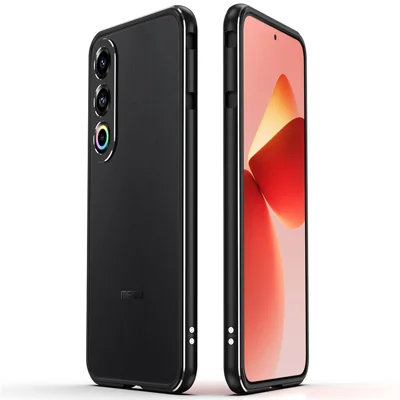 Voor Meizu 21 Bumpercase Metalen Frame Telefoonhoes met Cameralensbeschermer - Zwart / Zilver