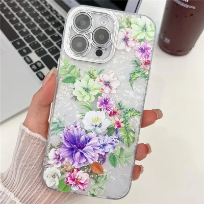 For iPhone 16 Pro Case Electroplated IMD TPU+PC Phone Back Cover with Glass Lens Film - FL10