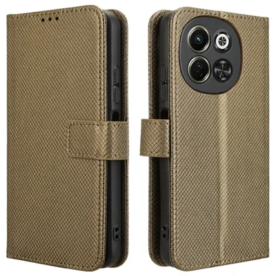 For TECNO Spark 30 5G KL8 / Pova 6 Neo 5G Case PU Leather Diamond Texture Wallet Phone Cover - Brown