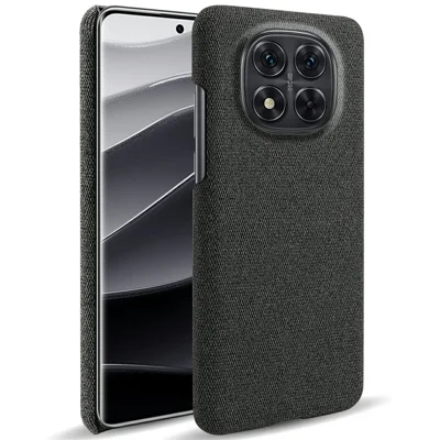 Telefoonhoesje voor Xiaomi Redmi Note 14 Pro 5G / Poco X7 5G met stofstructuur, krasbestendig, beschermend PC-achterpaneel - Zwart
