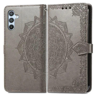 For Samsung Galaxy A36 5G Wallet Case Mandala Flower Leather Phone Cover Stand View - Grey