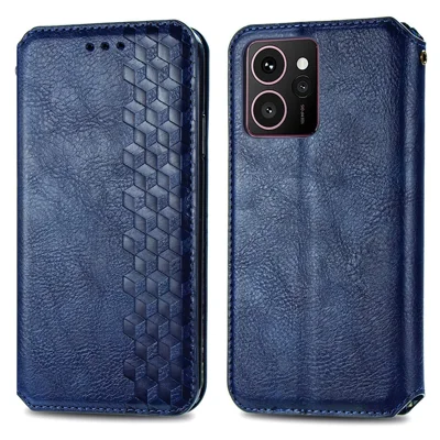 Voor HMD Skyline PU Leather Case Ruitmotief Portemonnee Stand Telefoonhoes - Blauw