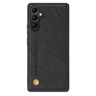 For Samsung Galaxy S24 FE Case Cross Texture Leather+TPU Phone Cover Support Magnetic Car Holder - Black