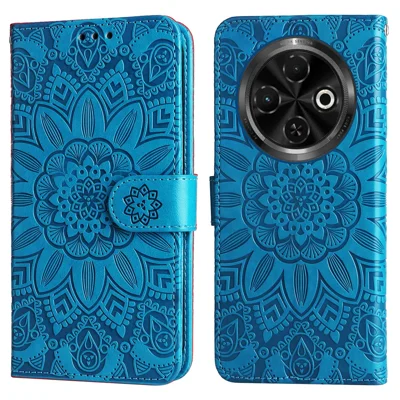 For TECNO Spark 30C 4G Case Sunflower Imprint Leather Wallet Phone Cover - Blue