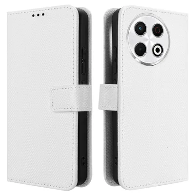 For TECNO Spark 30 Pro 4G KL7 Case PU Leather Diamond Texture Wallet Phone Cover - White