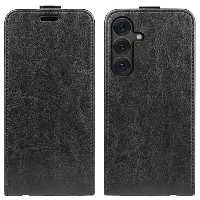 For Samsung Galaxy S25 Case with Card Slots Vertical Flip Leather Phone Cover - Black