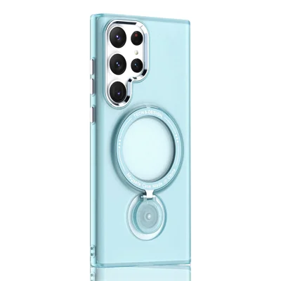 For Samsung Galaxy S24 Ultra Magnetic Case Kickstand TPU + PC Phone Back Cover - Blue