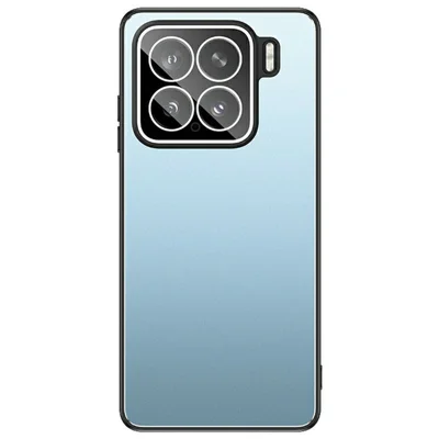 Voor Xiaomi 15 Hoesje PC+TPU Mat Zwart Telefoonhoesje met Lensfolie - Blauw