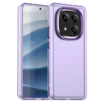 For Xiaomi Redmi Note 14 Pro+ 5G Case PC+TPU+PET Matte Anti-Drop Phone Back Cover - Purple