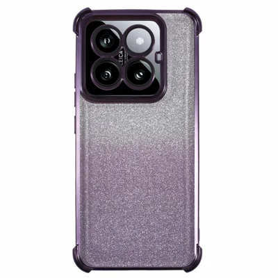For Xiaomi 14 Pro Case Glitter TPU Phone Cover Reinforced Corners - Purple