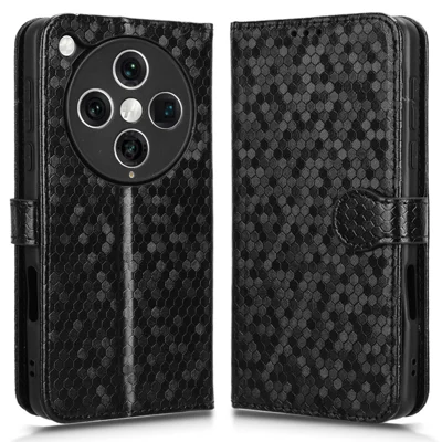 Plånboksframsida med prickmönster för Oppo Find X8 Pro 5G, hölje i PU-läder - Svart