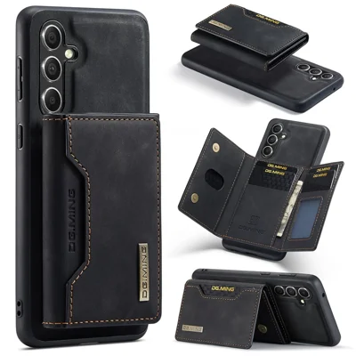 DG.MING M2 Series for Samsung Galaxy S25+ Case PU+PC+TPU Phone Cover Detachable Wallet - Black