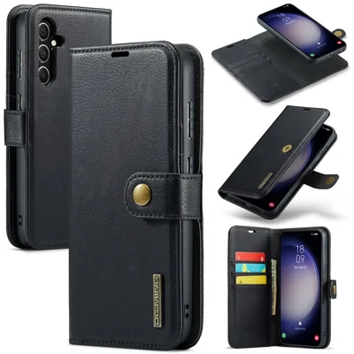 DG.MING for Samsung Galaxy S25 Case Detachable Split Leather Phone Cover - Black